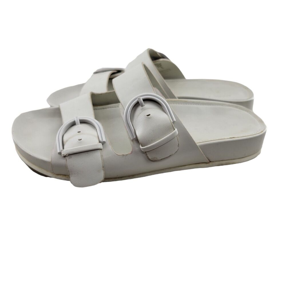 Marc Fisher Women's Kristane White Slip On Sandals Size 8 Buckles Adjustable - Picture 6 of 12